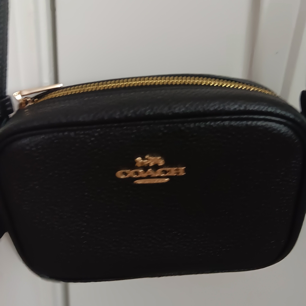 Coach Black Mini Crossbody with Gold Accents